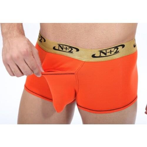 Mens cotton flat underwear Sexy solid color U-convex opening design Male underwear trunk pouch boxer men on sale