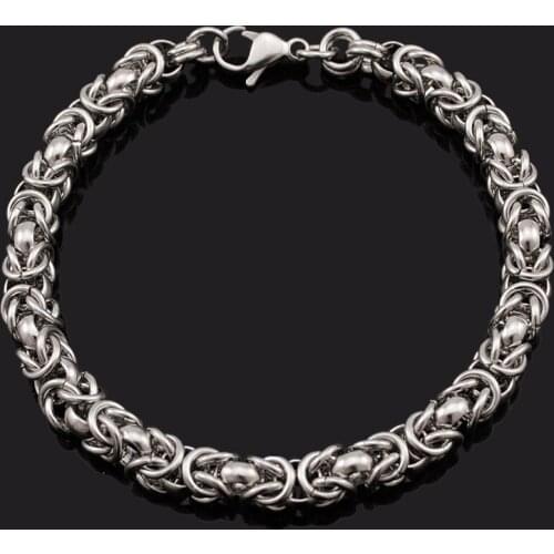 Dolaime 22cm*7mm Stainless Steel Byzantine style Men 's Fashion Bracelet Jewelry High quality gift GB1484