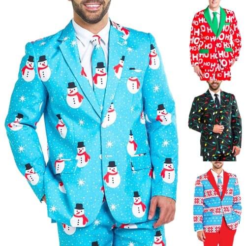 Men Christmas Blazer Adult Jacket Coat Christmas Costumes Suit Funny Blazer Bachelor Party Suit Jacket Xmas M-XXL