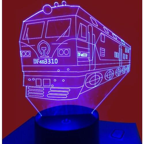 New Cool Train Model 3D Night Light 7 Colors Changeable Colorful USB Acrylic Train Night Light Creative Atmosphere Lighting