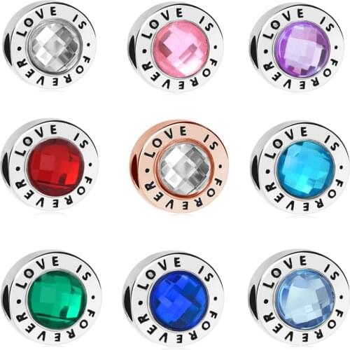 Newest 1pc european round white pink love is forever diy bead Fit Pandora Charm Bracelet F011