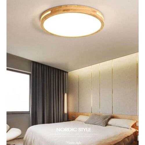 New Solid Wood Room Study Lamp Led Ceiling Light Simple Modern Round Living Room Lamp Japanese Style Bedroom Lamp Light Fixture