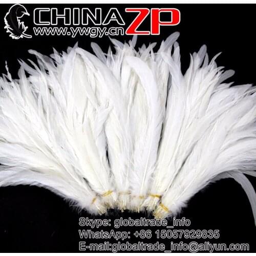 Hot Sale CHINAZP Feathers 100pieces/lot 30~35cm Wholesale Bleached Snow White Rooster Feathers Carnival Decoration for Sale