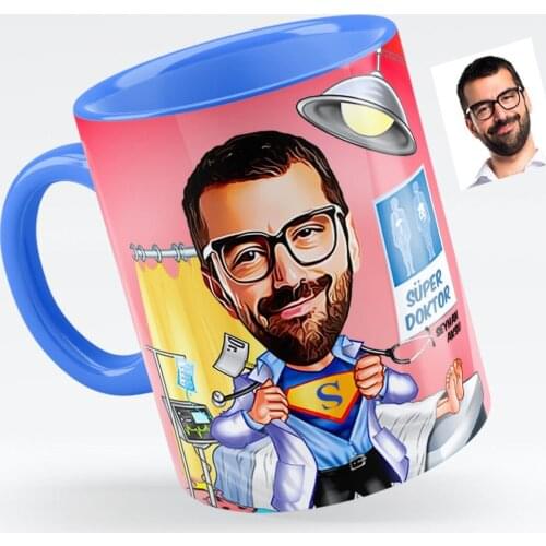 Personalized Mr Doctor Caricature Of Blue Mug cup-2