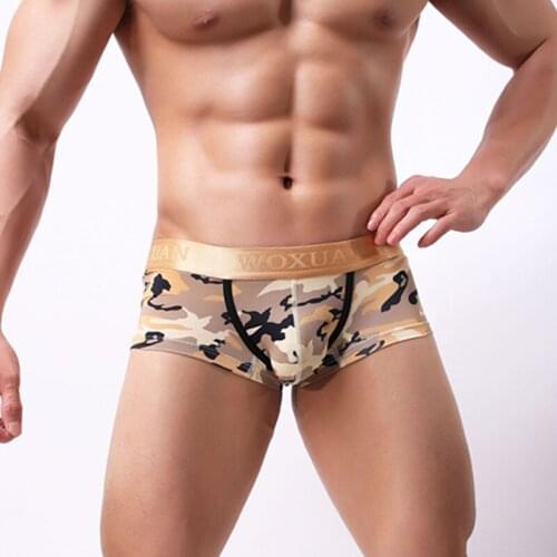 Sexy Sexy Fashion Camouflage Print Men Casual Big Penis Pouch Boxers Shorts Gay Male Underwear Underpants Size S M L XL