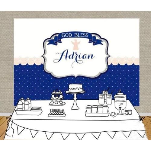 Custom Angel Blue Polka Dot God Bless backdrops High quality Computer print children kids background