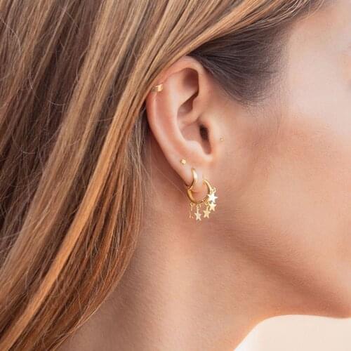 Simple Bohemia Hoop Earrings Small Minimalist Huggie Earring Stud Star Ball Earrings For Women Charming Ear Jewelry Hot