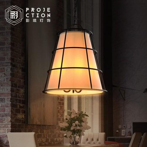 Retro American country loft bar iron creative personality restaurant industry pendant lamp lampshade fabric