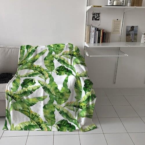 Banana Leaf Tropical Plant Leaves Throw Blanket for Sofa Warm Blanket on Bed Home Bedspread Travel Fleece Blanket