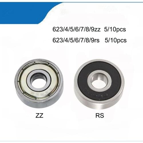 5/10PCS Ball Bearing 623rs zz 624rs 625zz RS 635ZZ 626zz RS ZZ Miniature Mini Small Deep Groove Flanged Pulley Wheel imprimante