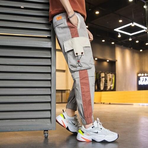 Streetwear Men Pants Hip Hop Red Harem Pants Men Elastic Waist Punk Pants Casual Jogger Pants Men Trousers Male Sweatpants