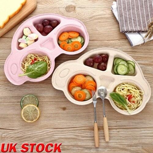 Baby Feeding Kids Plate Plastic Children Divided Dinner Dish Lovely Cartoon Car Style Baby Food 4 Section Table Tray