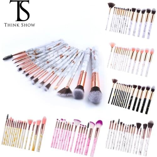THINKSHOW 7/15/20pcs Makeup Brushes Set Eye Shadow Foundation Powder Professional Make Up Brushes Marble BrushMake Up Tool