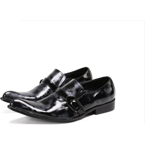 Spring Patent Leather Italian Men Loafer Black Slip on Mens Dress Shoes Wedding Party Formal Office Classic Male Casual Shoes