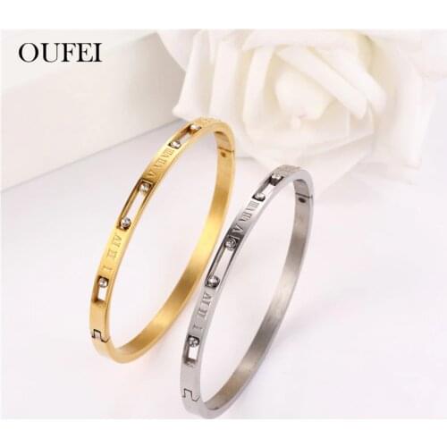 OUFEI Stainless Steel Jewelry Woman Cuff Bracelet Bangles For Women Fashion Jewelry Accessories Free Shipping