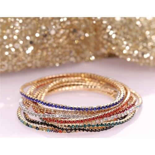Elegant Bling Bling Crystal Handmade Bracelets for Women 2021 Fashion Colorful Beads Elastic Bracelet Jewelry Gifts
