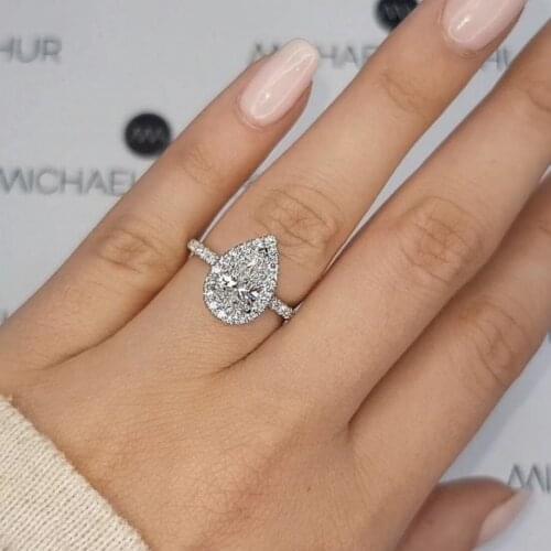 Eternal drop ring finger 925 Sterling Silver Wedding Engagement Natural pink wihte Sapphire Gemstone Rings for Women Jewelry