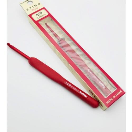 1PCS Japan Tulip ETIMO Red Crochet Hook Aluminum Resin Knitting Needles Original Authentic Imported from Japan Brand 1.8-6.5mm
