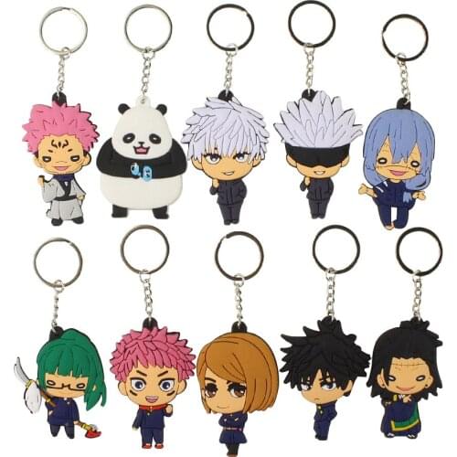 10pcs/Set 8cm Anime Jujutsu Kaisen Gojo Satoru Fushiguro Megumi Itadori Yuji Soft Rubber Action Figure Mini Model Toys Kwychain