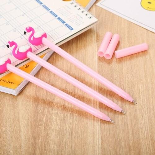 100 Pcs Creative Silicone Head Flamingo Gel Cartoon Cute Learning Stationery Water Pen kawaii school supplies