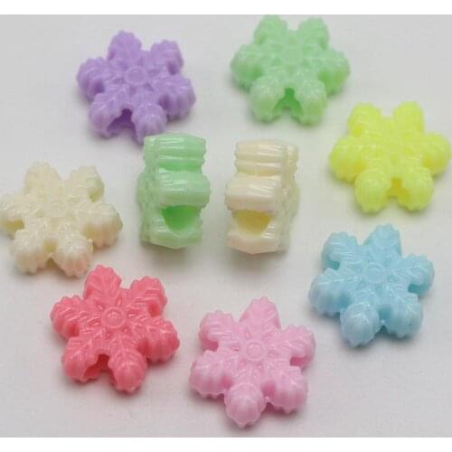 100 Mixed Pastel Color Acrylic Snowflake Pony Beads 16mm for Kids Craft Kandi
