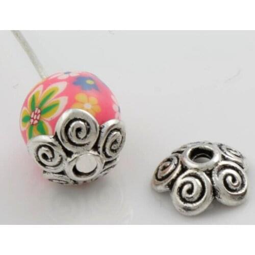 10x10mm Tibetan Silver 5-Petal Swirl Flower 360Pcs Bead Caps Jewelry Findings Components L1049