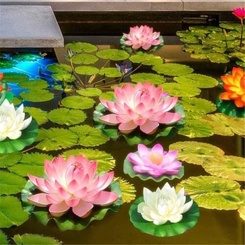 17cm Floating Artificial Lotus Flowers Fake Plants DIY Water Lily Simulation Lotus For Patio Koi Pond Pool Aquarium Decorations