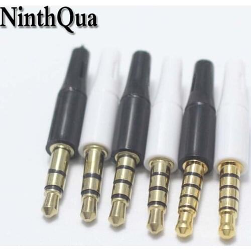 2pcs 3.5mm Stereo Headset Plug 3 4 5pole 3.5 mm Gold-plated Audio Plug Jack Adaptor Connector for Phone white black