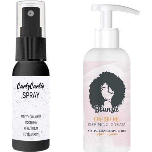 2pcs/set Frizz Control Hair Booster Conditioner Styling Home Salon Super Curl Defining Long Lasting Portable Instant Repair