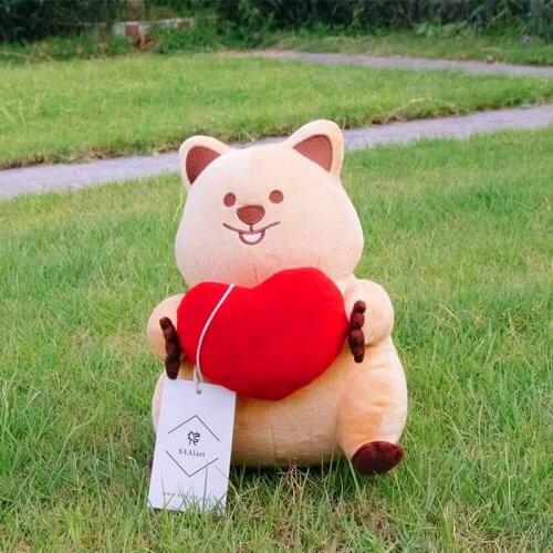 24cm fat Setonix brachyurus Plush toy Soft Hug Stuffed bear with Red Heart high quality Gift for Girl sleeping Naughty Animal