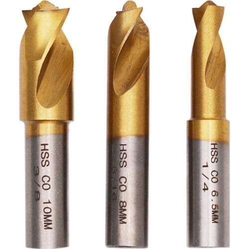 3pcs 6.5/8/10mm Surface Titanium Plating HSS CO Rotary Spot Weld Cutter Sawtooth Point Drill Bit Remove Sheet Metal Solder Joint