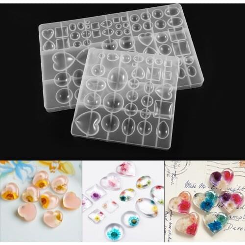 4 Styles Resin Gem Heart Square Spherical Crystal Epoxy Resin Mold DIY Jewelry Making Findings Tools Supplies Accessories