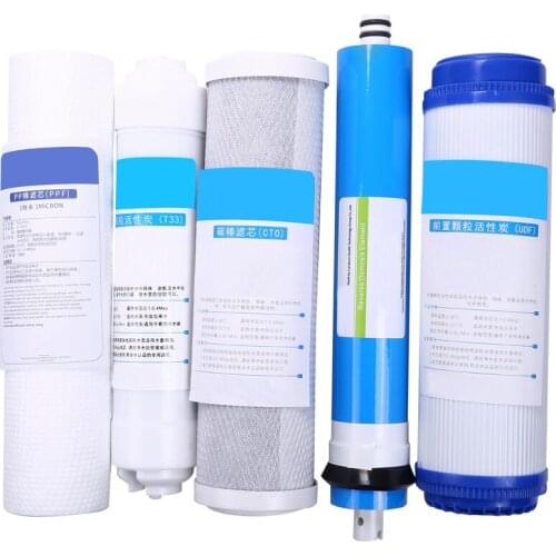 5Pcs 5 Stage Ro Reverse Osmosis Filter Replacement Water Purifier Cartridge Equipment With 50 Gpd Membrane Water Filter Kit