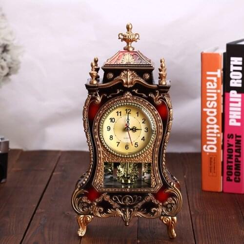 Antique Electronic Clock for Living Room Office Creative Pendulum Table Clock 33*16.6*8.6CM To Enhance Festival Atmosphere
