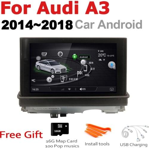 7" HD Pop up Screen Stereo Android Car GPS Navi Map For Audi A3 8V 2014~2018 MMI Original Style Multimedia Player Auto Radio