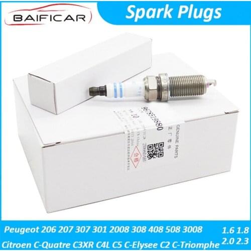 Baificar Brand New Genuine Spark Plugs 4PCS Platinum Plug 9678519880 FR7SI30 For Peugeot 206 207 Citroen C2 C5 1.6 1.8 2.0 2.3