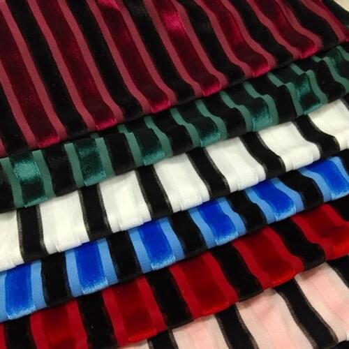 Velvet Fabric Gorgeous Silky 2 Tone Stripe For Dress Trousers Luxury Soft Stretchy Home Textile