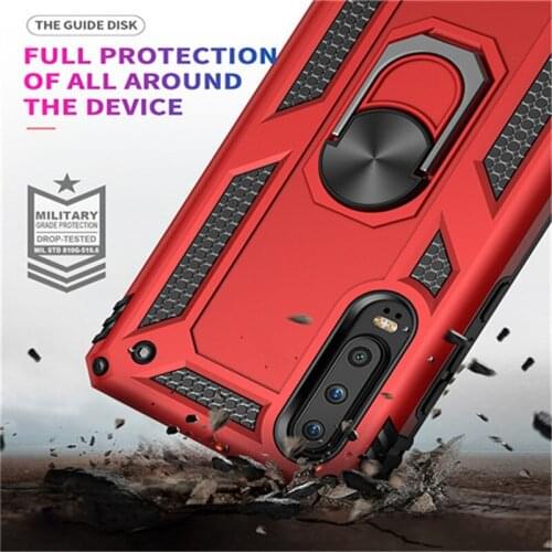 For Huawei P30/P30 Lite/P30 Pro/P Smart 2019 Case Dual Layer Military Armor Case Magnetic Ring Stand Shockproof Hard Back Cover