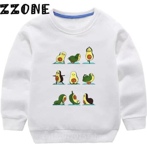 Childrens Hoodies Kids Funny Avocado Do Yoga Cartoon Sweatshirts Toddler Baby Pullover Tops Girls Boys Autumn Clothes,KYT5352