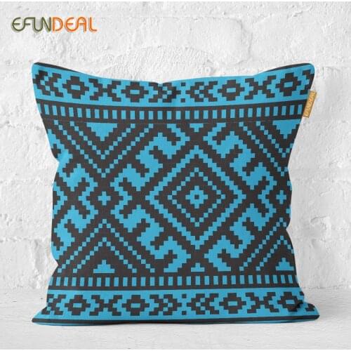 Home Decorative Cushion Cover Vintage Ethnic Bohemia Pattern Blue Cushions Case Pillow Case Home Decor 45x45cm/55x55cm/60x60cm