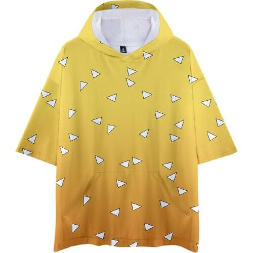 Demon Slayer Hooded T Shirts Men Women Summer Short Sleeve Hooded T-shirt Casual 3D Printed T Shirt