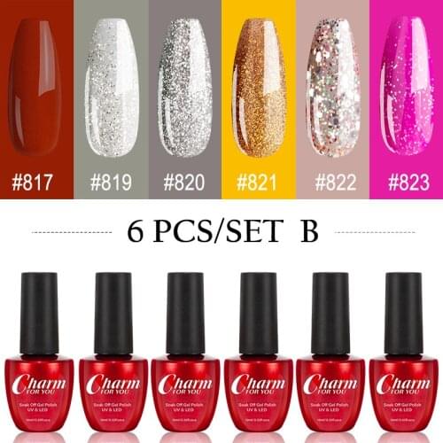 Gel Nail Polish Kit 6 Colors Juicy Summery Colors Gel Polish Bright Nail Polish Set Soak Off UV LED Nail Gel Manicure DIY Home
