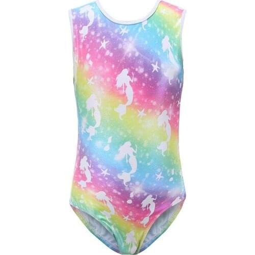 Girls Gymnast Kids Teens Training Dance Costume Leotards Ballet Bodysuit Outfits Athlete Sleeveless Gymnastics Suit