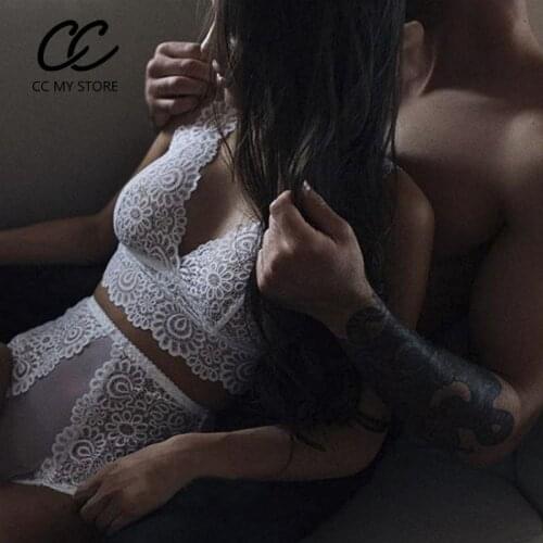 Hot Womens Sexy Lace Bra Panties Set Mesh Perspective Temptation Sexy Lingerie Set Womens Fashion Large Size Underwear Set