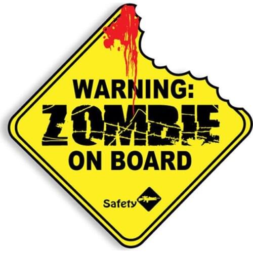 Hot Warning Car Sticker ZOMBIE On Board KK Vinyl Car Styling Laptop Accessories Waterproof PVC 13cm*13cm