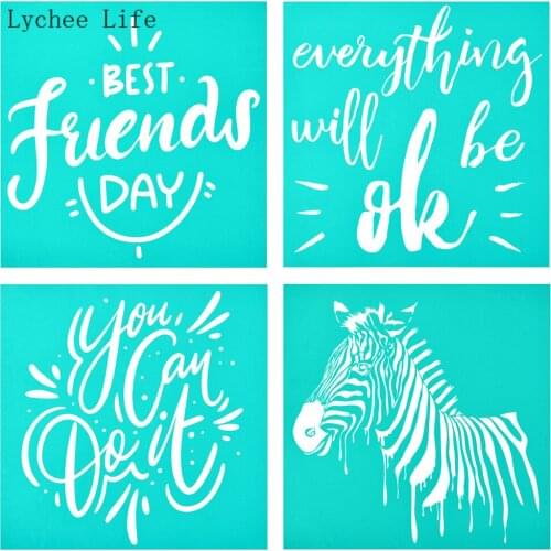 Lychee Life Everything Will Be Ok Self-Adhesive Silk Screen Printing Stencils Mesh Transfers For T-Shirt Handbags Home Decor