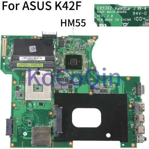 KoCoQin Laptop motherboard For ASUS K42F P42F Mainboard REV:2.0 HM55