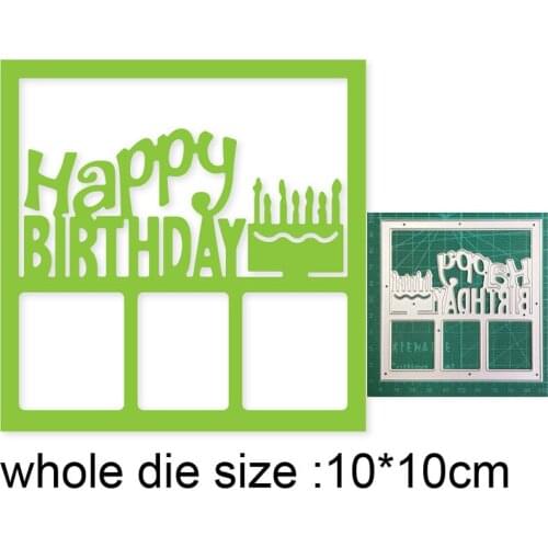 Metal cutting dies cut die mold Happy Birthday Cake Frame decoration Scrapbook paper craft knife mould blade punch stencils dies