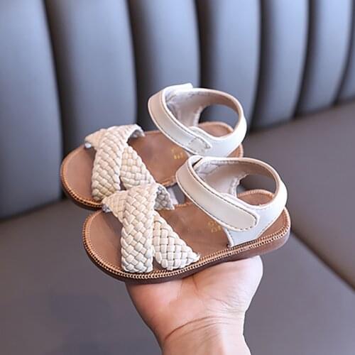 Fashion Childrens Braid Flat Princess Dress Shoes Beach Sandals Toddler Baby Girls Party Shoe For 1 2 3 4 to 5 6 7 Years 2021