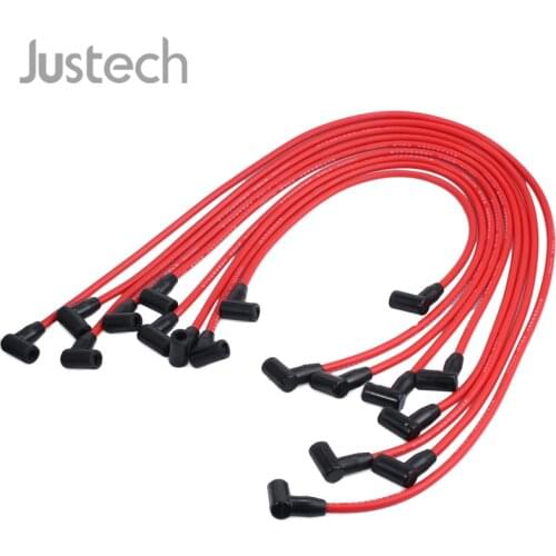 Justech 9pcs Spark Plug Wires Set For SBC BBC Chevrolet Engines HEI 350 383 454 Electronic D030-PW-SBC350 Spark Plug Wire